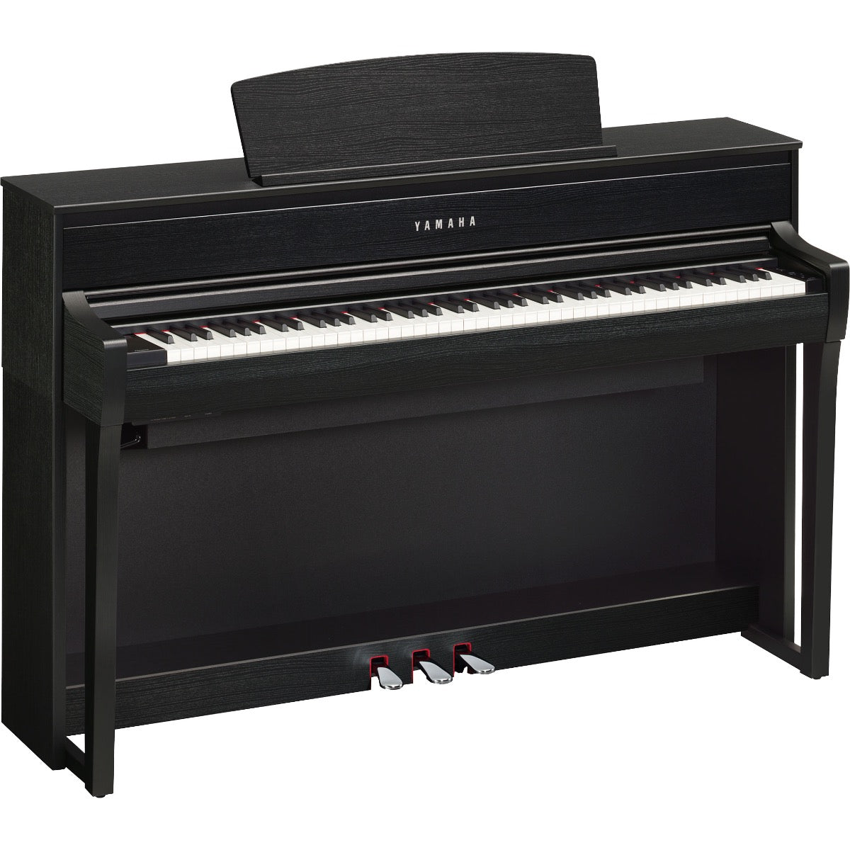 3/4 view of Yamaha Clavinova CLP-775 Digital Piano - Matte Black showing front, top and left side