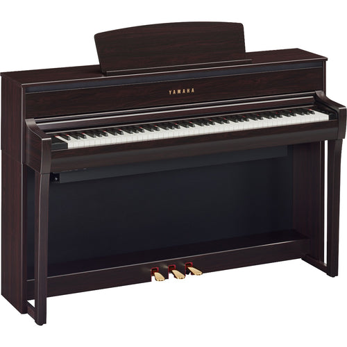 3/4 view of Yamaha Clavinova CLP-775 Digital Piano - Rosewood showing front, top and left side