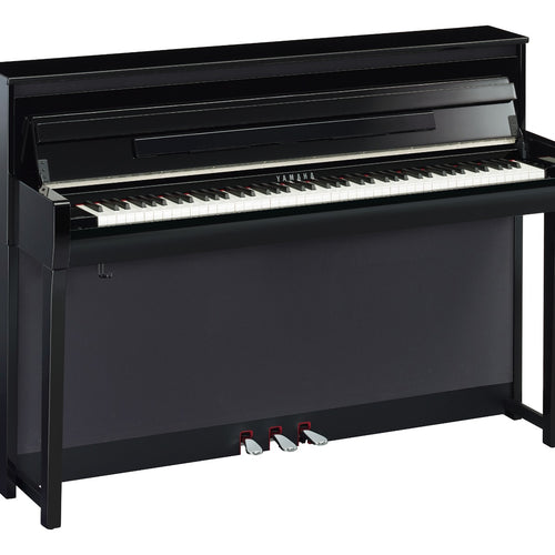3/4 view of Yamaha Clavinova CLP-785 Digital Piano - Polished Ebony showing front, top and left side
