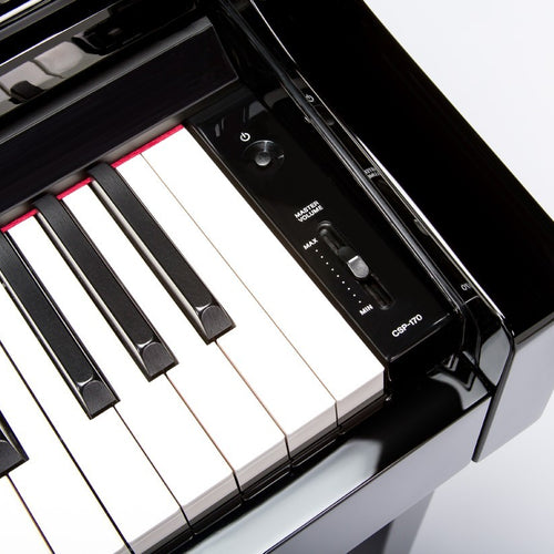 Yamaha Clavinova CSP-170 Digital Piano - Polished Ebony - Power Button and Volume Control