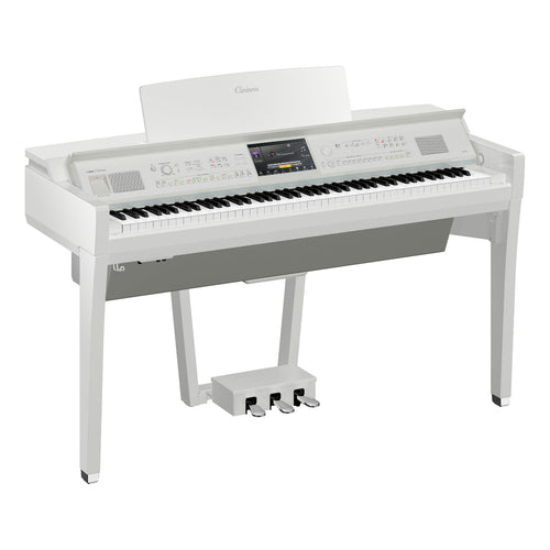 Yamaha Clavinova CVP-809 Digital Piano - Polished White - Right angle without bench