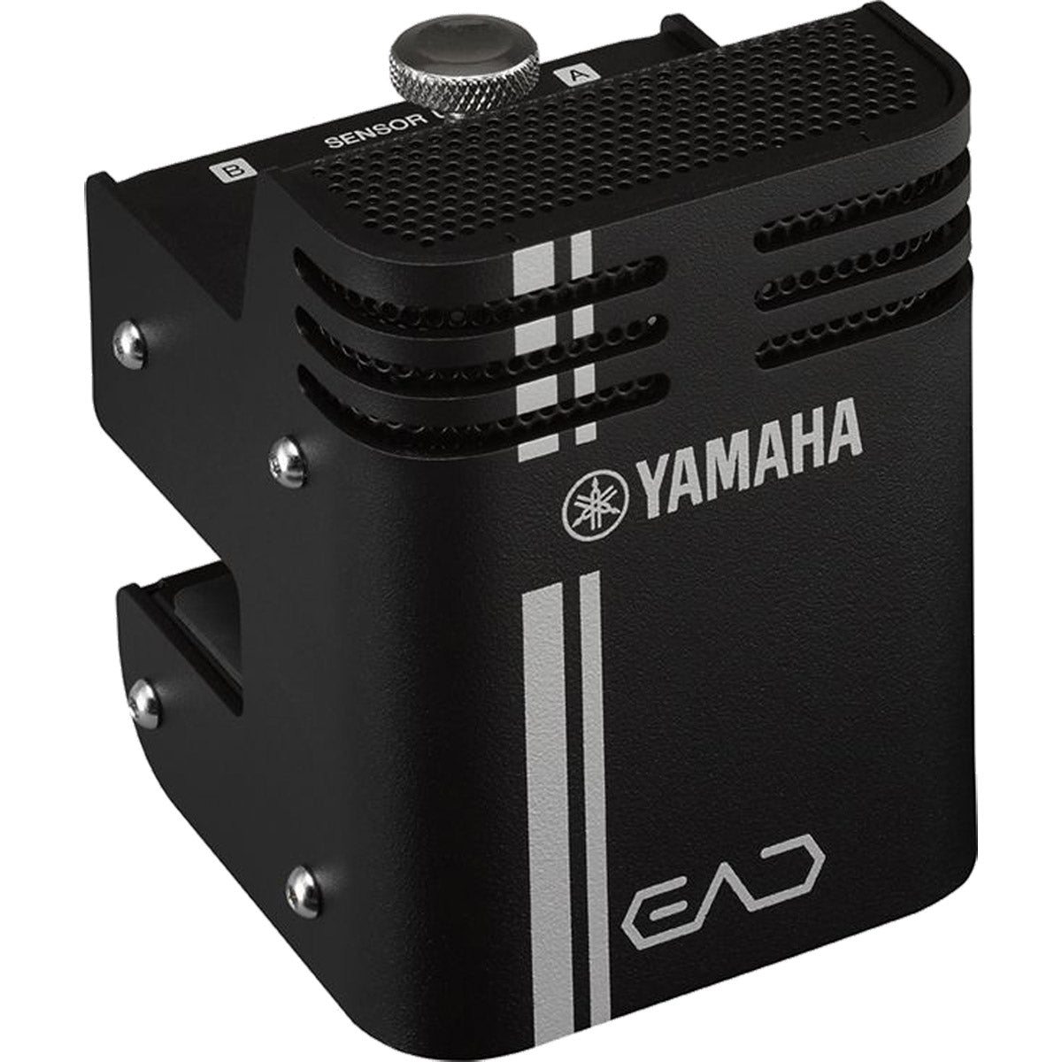 3/4 view of Yamaha EAD10 sensor showing front, top and left side