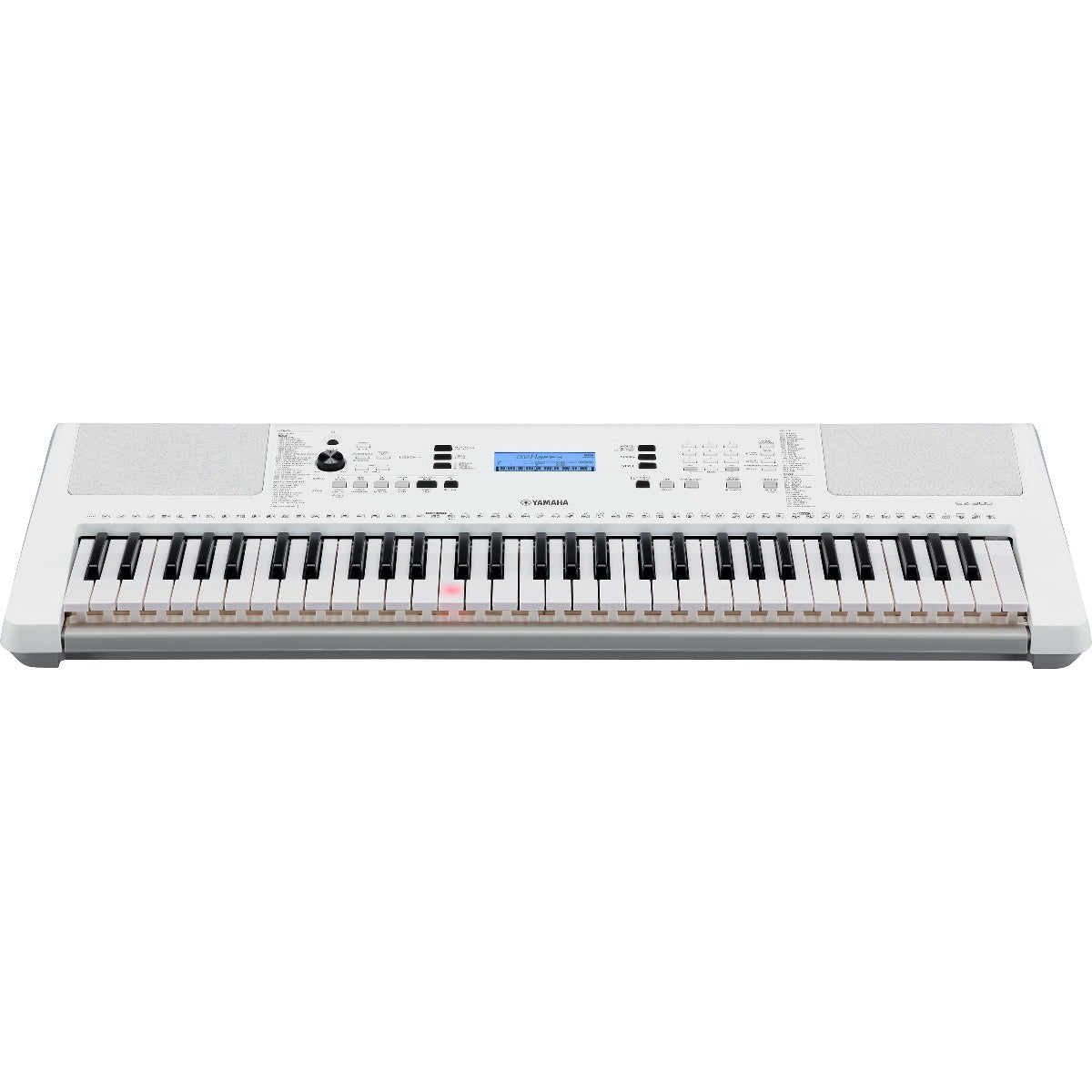 Perspective view of Yamaha EZ-300 Portable Keyboard showing top and front