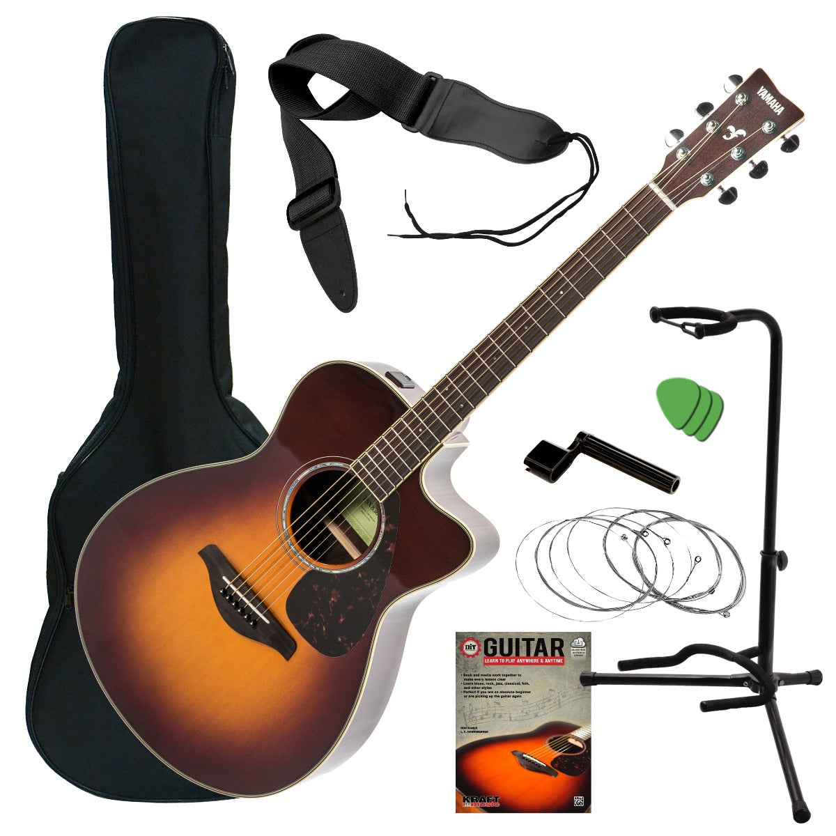 Yamaha FSX830C Ac/El Guitar - Brown Sunburst GUITAR ESSENTIALS BUNDLE