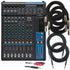 Collage of the components in the Yamaha MG12 12-Channel Compact Stereo Mixer CABLE KIT bundle