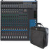 Collage of the components in the Yamaha MG16 16-Channel Stereo Mixer CARRY BAG KIT bundle