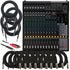 Collage of the components in the Yamaha MG16X 16-Input Stereo Mixer with Effects CABLE KIT bundle