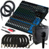 Collage of the components in the Yamaha MG16XU 16-Channel Stereo Mixer with USB Audio Interface PERFORMER PAK bundle