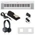 Collage image of the Yamaha Piaggero NP15 61-Key Portable Keyboard with Power Adapter - White BONUS PAK