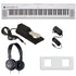 Collage of everything included with the Yamaha Piaggero NP32 76-Key Portable Keyboard with Power Adapter - White BONUS PAK