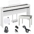 Collage image of the Yamaha P225WH Digital Piano - White COMPLETE HOME BUNDLE