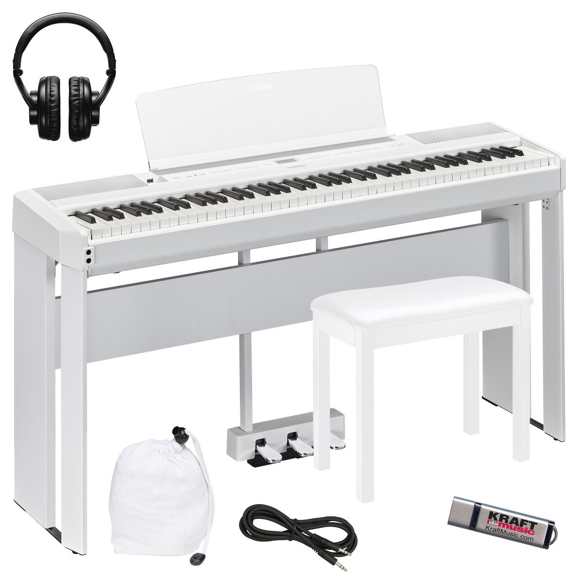 Yamaha P-515 Digital Piano - White COMPLETE HOME BUNDLE