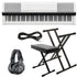Collage of everything that is included with the Yamaha P-S500 Digital Piano - White KEY ESSENTIALS BUNDLE
