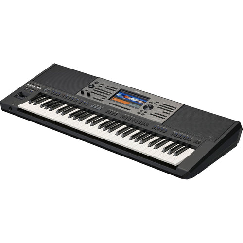 3/4 view of Yamaha PSR-A5000 Arranger Workstation Keyboard showing top, front and right side