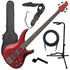 Collage image of the Yamaha TRBX304 4-String Bass Guitar - Candy Apple Red BASS ESSENTIALS BUNDLE