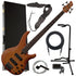 Collage image of the Yamaha TRBX504 4-String Electric Bass Guitar - Brick Burst COMPLETE BASS BUNDLE