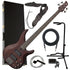 Collage image of the Yamaha TRBX504 4-String Bass Guitar - Translucent Brown COMPLETE BASS BUNDLE