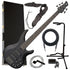 Collage image of the Yamaha TRBX505 5-String Bass Guitar - Translucent Black COMPLETE BASS BUNDLE