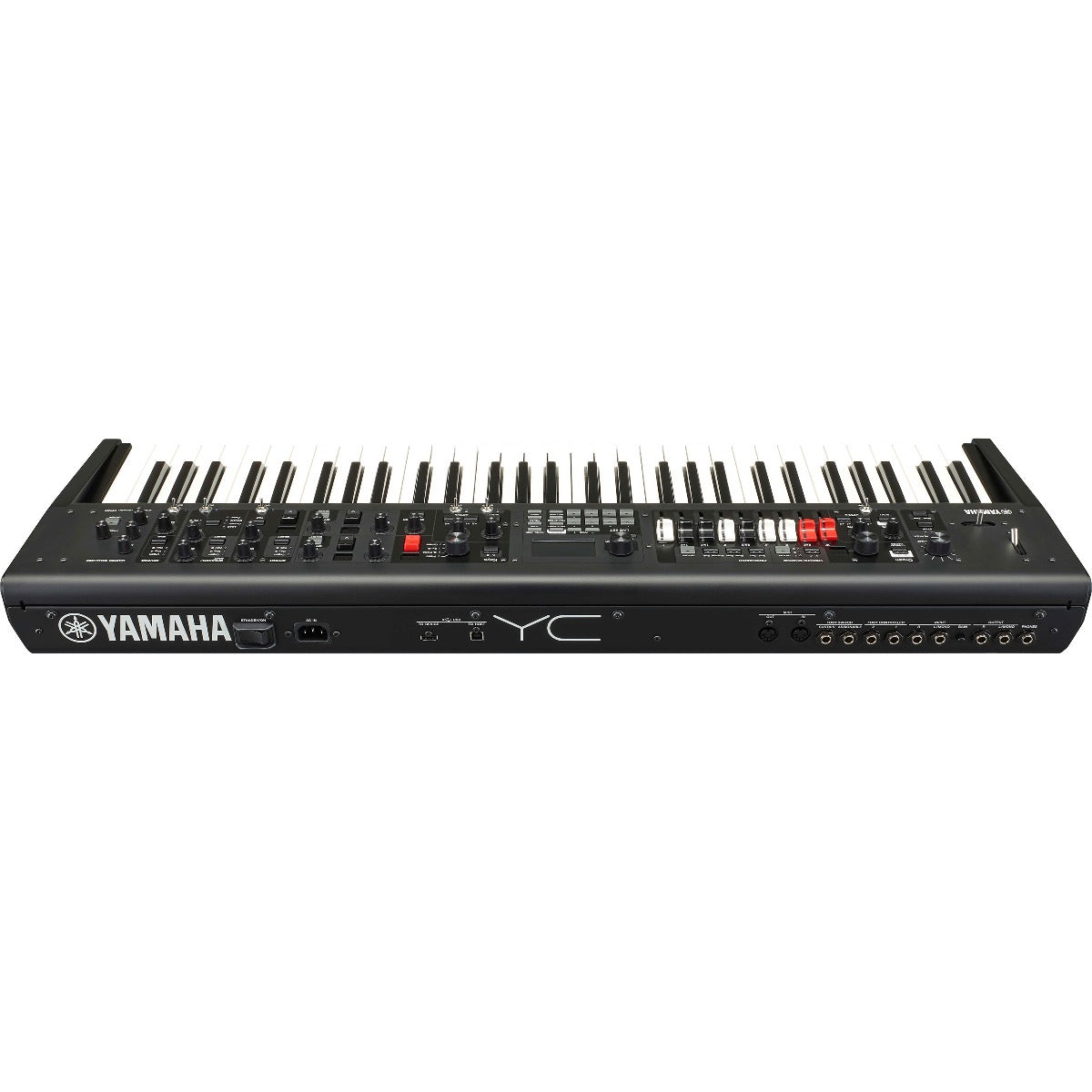 Perspective view of Yamaha YC61 Stage Keyboard and Organ showing rear and top