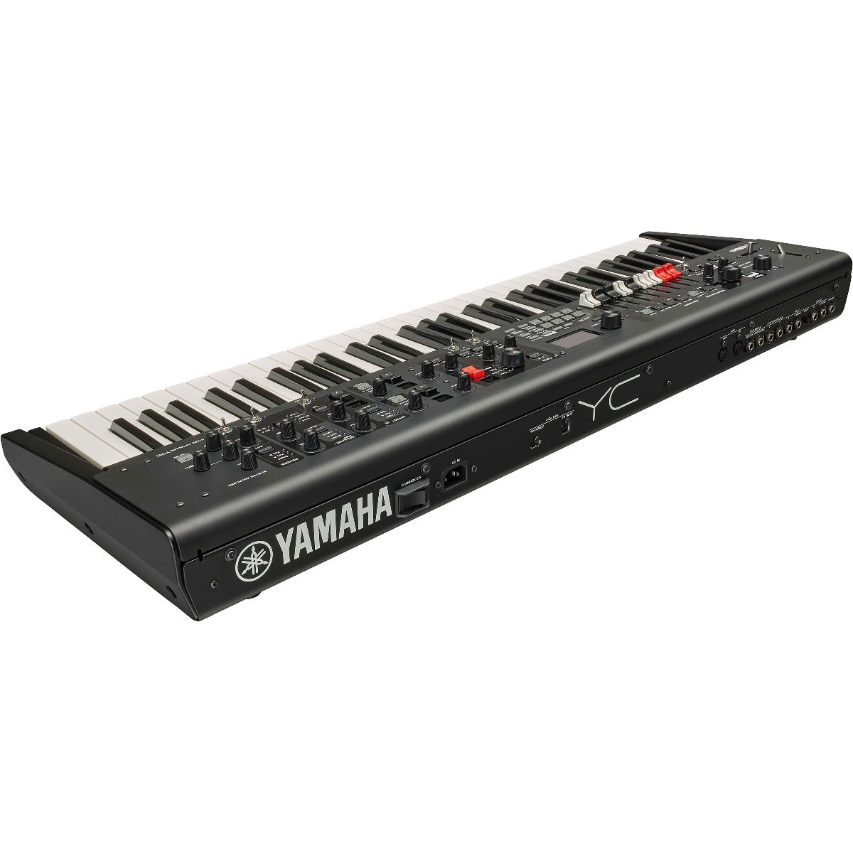 3/4 view of Yamaha YC61 Stage Keyboard and Organ showing rear, top and right side