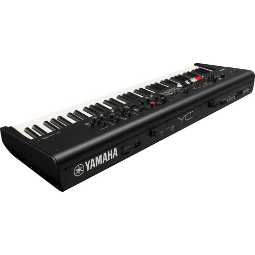 3/4 view of Yamaha YC73 73-Key Stage Keyboard and Organ showing rear, top and right side