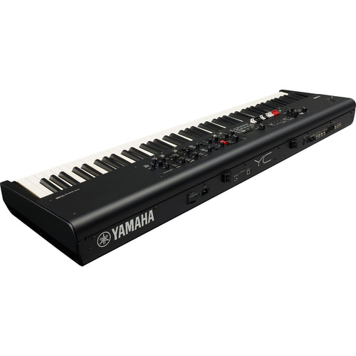 3/4 view of Yamaha YC88 88-Key Stage Keyboard and Organ showing rear, top and right side