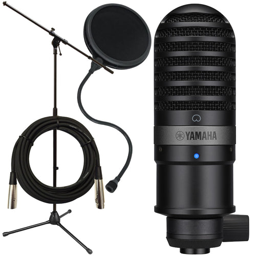 Collage of the components in the Yamaha YCM01 Condenser Microphone - Black PERFORMER PAK bundle