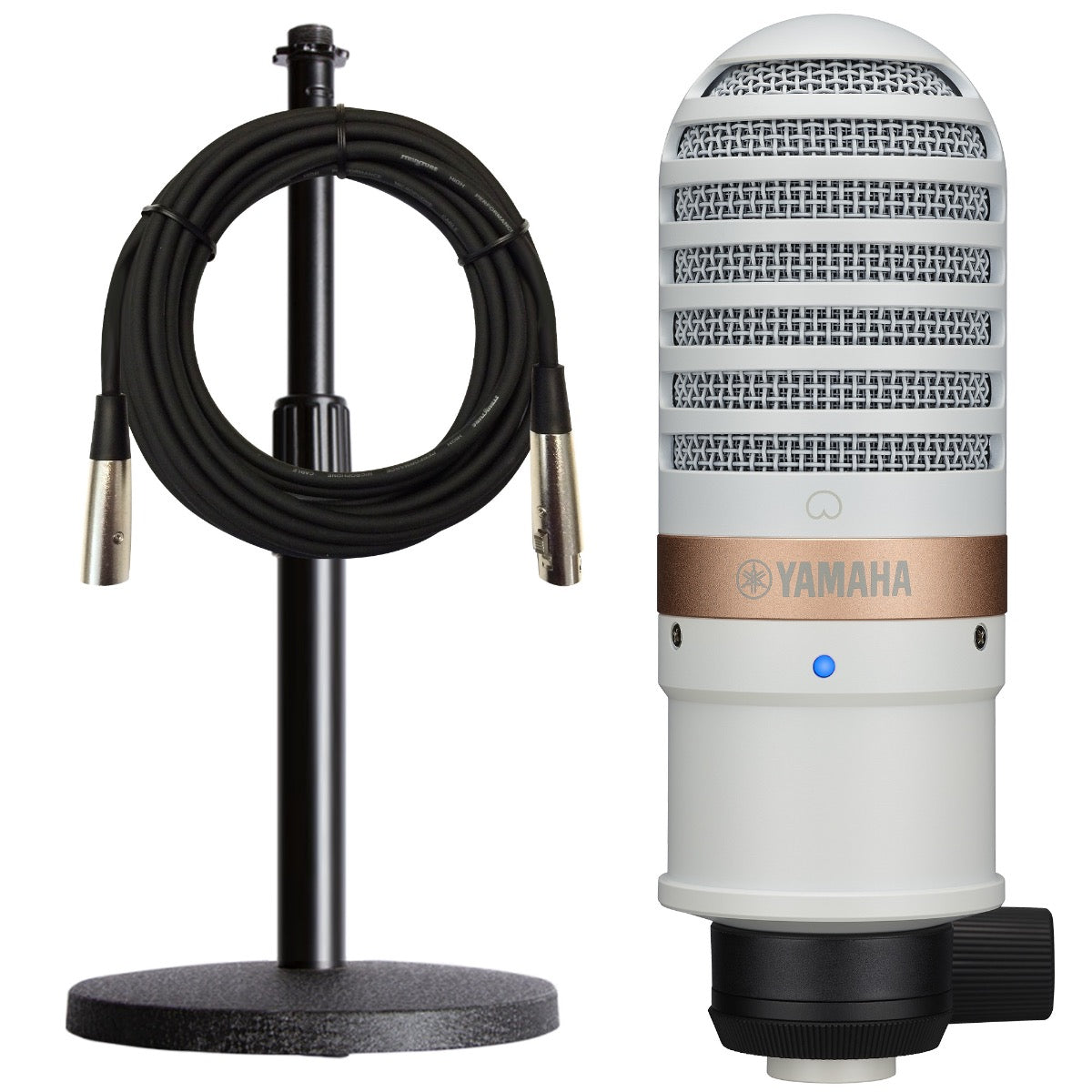 Collage of the components in the Yamaha YCM01 Condenser Microphone - White BONUS PAK bundle
