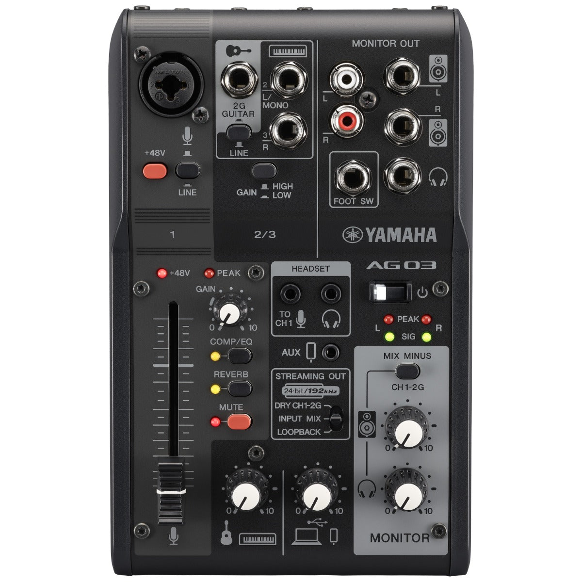 Yamaha AG03 MK2 Live Streaming Mixer and Interface - Black view 2