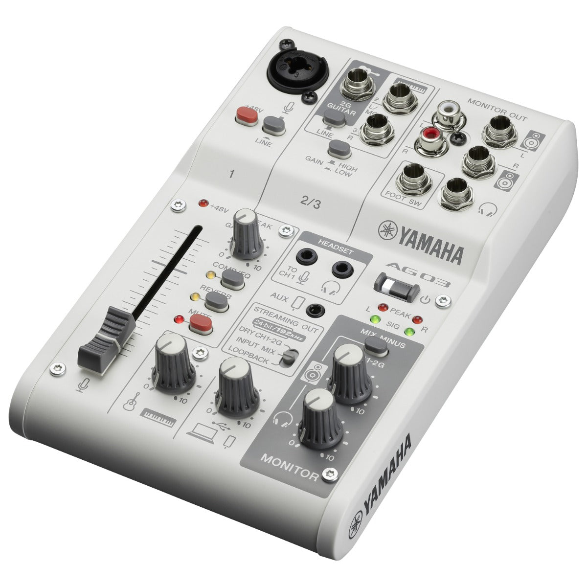 Yamaha AG03 MK2 Live Streaming Mixer and Interface - White view 1