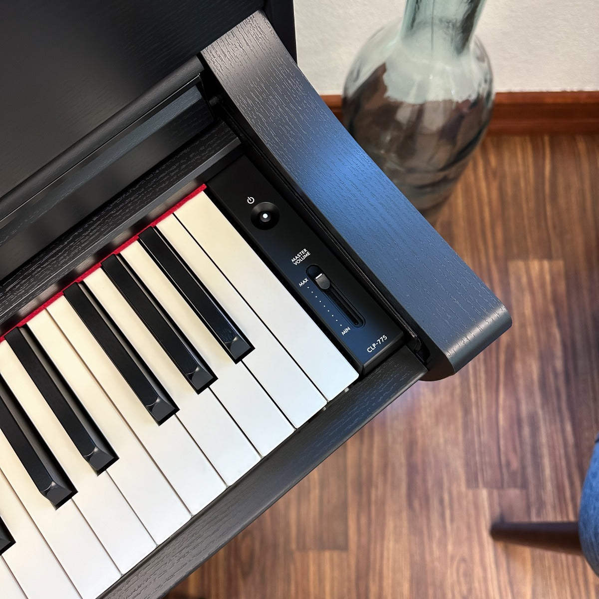 Yamaha Clavinova CLP-775 Digital Piano - Matte Black - Power and Volume Controls