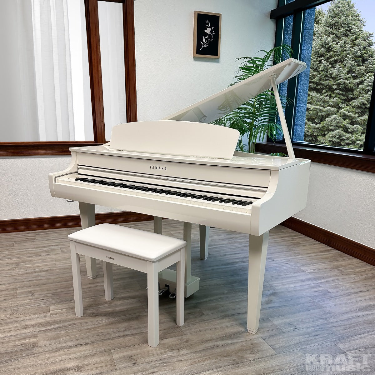Yamaha Clavinova CLP-765GP Digital Piano - Polished White - Left angle