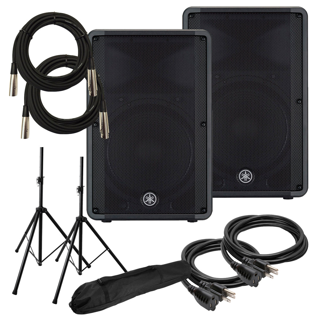 Dbr15 Yamaha DBR15 Powered PA Speaker AUDIO ESSENTIALS BUNDLE – Kraft Music