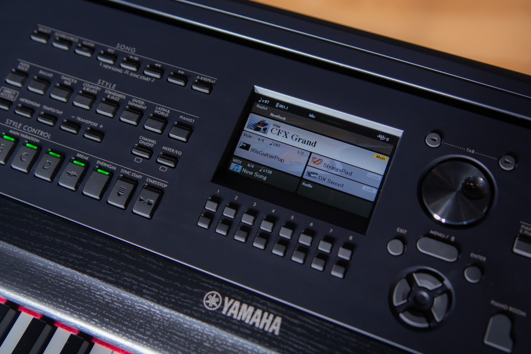 Close up of the Yamaha DGX-670 control panel