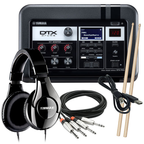 Collage image of the Yamaha DTX-PRO Electronic Drum Module STUDIO KIT bundle