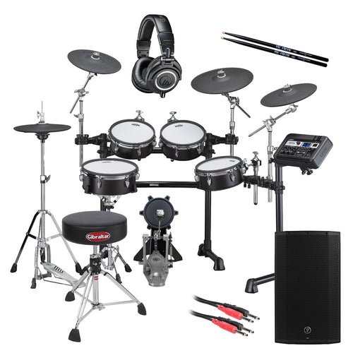 Collage image of the Yamaha DTX8K-M BF Electronic Drum Set - Black Forest COMPLETE DRUM BUNDLE
