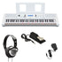 Collage of everything included with the Yamaha EZ-300 Portable Keyboard with Power Adapter BONUS PAK