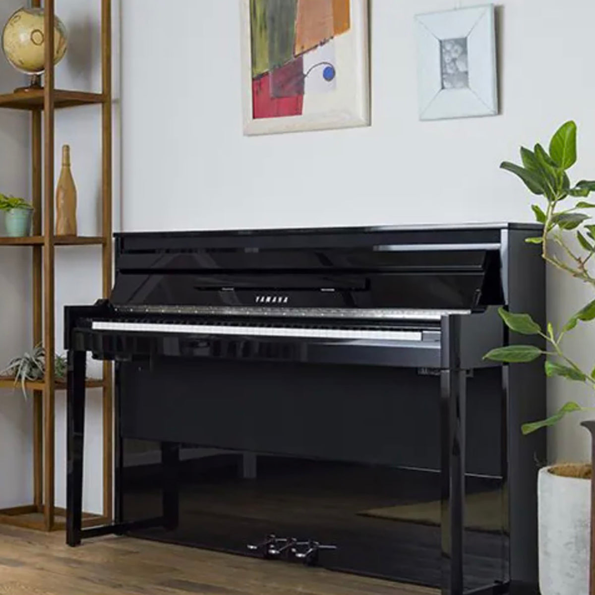 Yamaha AvantGrand NU1X Hybrid Piano - Polished Ebony in a stylish living room