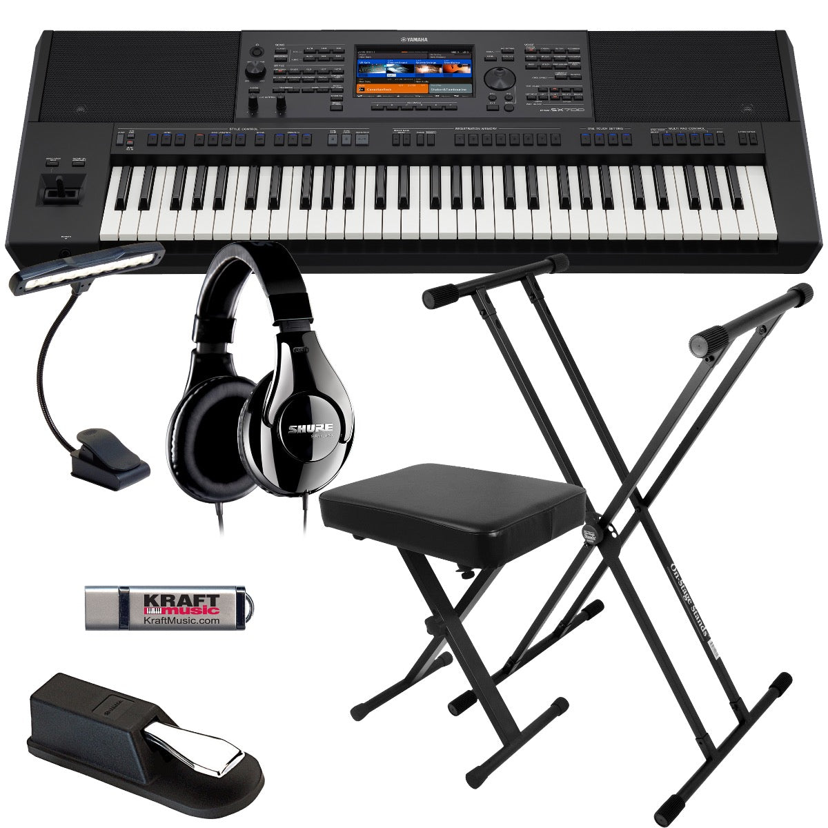 Yamaha PSR-SX700 Arranger Workstation Keyboard KEY ESSENTIALS BUNDLE with included accessories